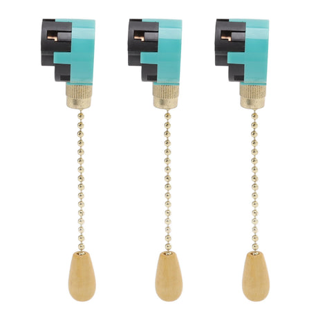 3Pcs Ceiling Light Pull Chain Switch 3 Speed 4 Wire Ceiling Fan Lamp Switch for Ceiling Lamp Fan Lamp Wall Lamp Gold