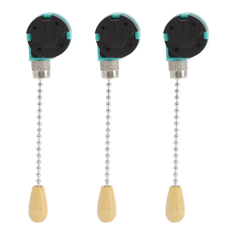 3Pcs Ceiling Light Pull Chain Switch 3 Speed 4 Wire Ceiling Fan Lamp Switch for Ceiling Lamp Fan Lamp Wall Lamp Chrome