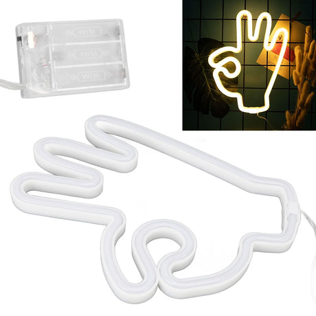 Hand Finger Neon Light OK Shaped LED Neon Sign Battery USB and Battery Powered Wall Decor Light for Home Bedroom