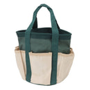Round Garden Tools Bag 6 Pockets Oxford Cloth Gardening Tool Storage Tote for Men Women Gardener Green with Cream Color
