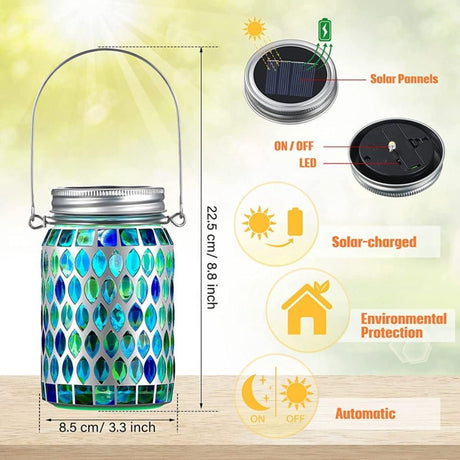 Mosaic Solar Lights Outdoor Hanging Lanterns Waterproof Mosaic Solar Lanterns Outdoor Solar Night Lights Table Lamps Decoration