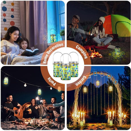 Mosaic Solar Lights Outdoor Hanging Lanterns Waterproof Mosaic Solar Lanterns Outdoor Solar Night Lights Table Lamps Decoration