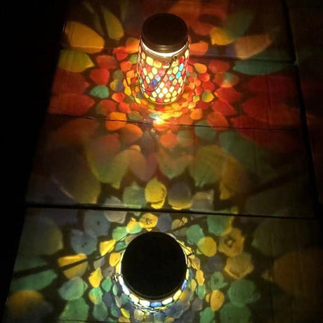 Mosaic Solar Lights Outdoor Hanging Lanterns Waterproof Mosaic Solar Lanterns Outdoor Solar Night Lights Table Lamps Decoration