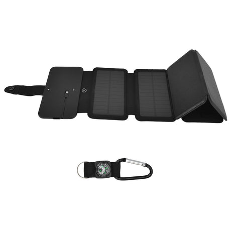 Solar Power Bank Foldable Dual Output Portable Universal Direct Charging Charger for 3 Proof Mobile Power Supply Black 5 Fold