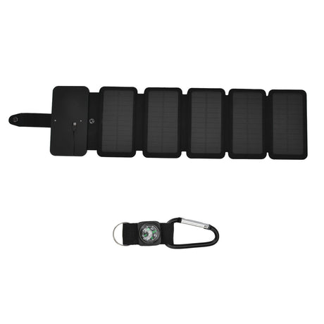 Solar Power Bank Foldable Dual Output Portable Universal Direct Charging Charger for 3 Proof Mobile Power Supply Black 5 Fold
