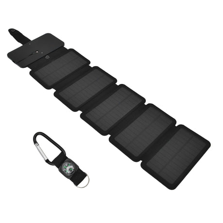 Solar Power Bank Foldable Dual Output Portable Universal Direct Charging Charger for 3 Proof Mobile Power Supply Black 5 Fold