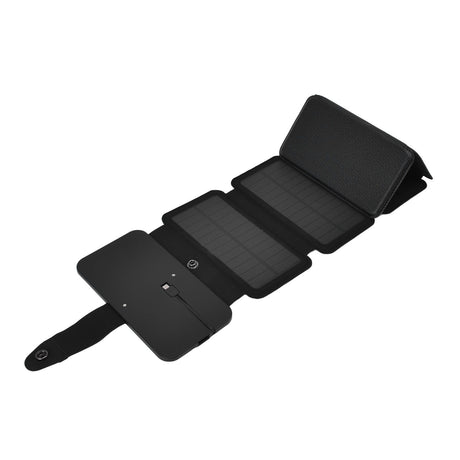 Solar Power Bank Foldable Dual Output Portable Universal Direct Charging Charger for 3 Proof Mobile Power Supply Black 5 Fold