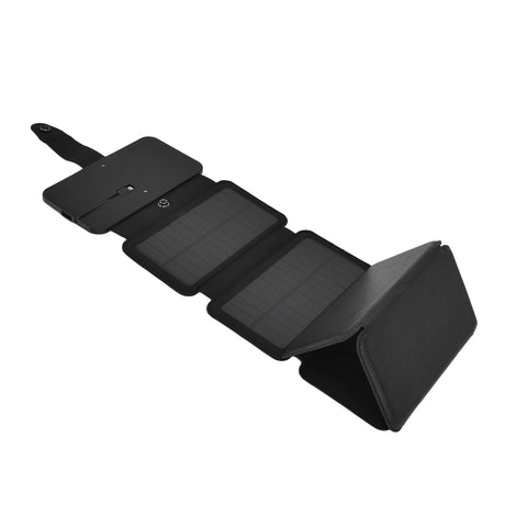 Solar Power Bank Foldable Dual Output Portable Universal Direct Charging Charger for 3 Proof Mobile Power Supply Black 5 Fold