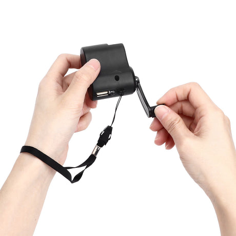 USB Hand Crank Phone Charger Portable Hand Power USB Charger for Outdoor Hiking Camping Black