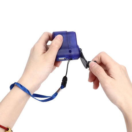 USB Hand Crank Phone Charger Portable Hand Power USB Charger for Outdoor Hiking Camping Blue