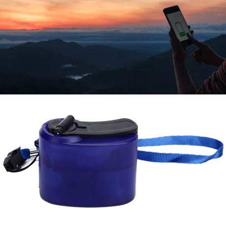 USB Hand Crank Phone Charger Portable Hand Power USB Charger for Outdoor Hiking Camping Blue