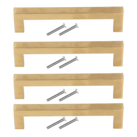 4 Sets Cabinet Door Handle Golden Stainless Steel Wardrobe Handles Replacement Kitchen Cupboard Pull12x12x96mm