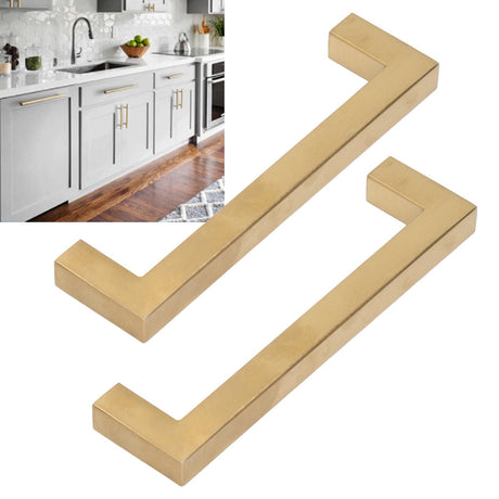 4 Sets Cabinet Door Handle Golden Stainless Steel Wardrobe Handles Replacement Kitchen Cupboard Pull12x12x96mm