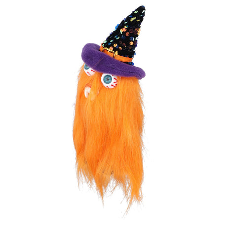 Halloween Dolls Ornament Halloween Plush Gnome with Witch Hat and Vampires Tooth for Halloween DecorationsOrange