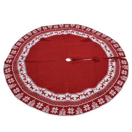Knitted Christmas Tree Skirt Reusable Xmas Tree Stand Mat Floor Protector Home Party DecorationRed
