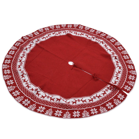 Knitted Christmas Tree Skirt Reusable Xmas Tree Stand Mat Floor Protector Home Party DecorationRed