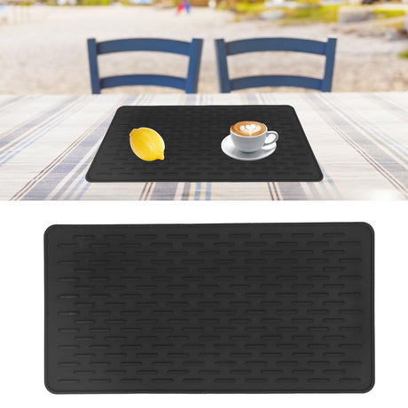Silicone Insulation Pad Black Rectangle Heat Resisting Safe Handling Heat Insulation Pad for Kitchen
