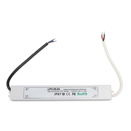 LED Driver IP67 Waterproof 24V Low Voltage Output Power Supply Transformer Adapter for Lamp Security Camera 85‑264V LPV 30W 24V 1.25A