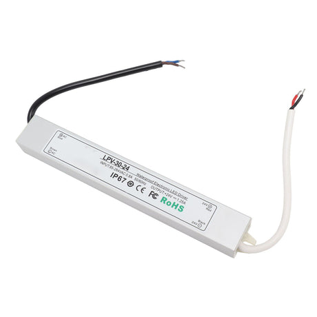 LED Driver IP67 Waterproof 24V Low Voltage Output Power Supply Transformer Adapter for Lamp Security Camera 85‑264V LPV 30W 24V 1.25A