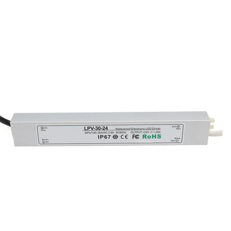 LED Driver IP67 Waterproof 24V Low Voltage Output Power Supply Transformer Adapter for Lamp Security Camera 85‑264V LPV 30W 24V 1.25A