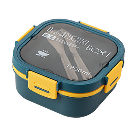 2 Layer Plastic Salad Lunch Box Microwave Safe Salad Lunch Container Portable Fruit Fat Reducing Light Food Picnic Box for Office Workers Blue, 1200ml