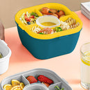 2 Layer Plastic Salad Lunch Box Microwave Safe Salad Lunch Container Portable Fruit Fat Reducing Light Food Picnic Box for Office Workers Blue, 1200ml