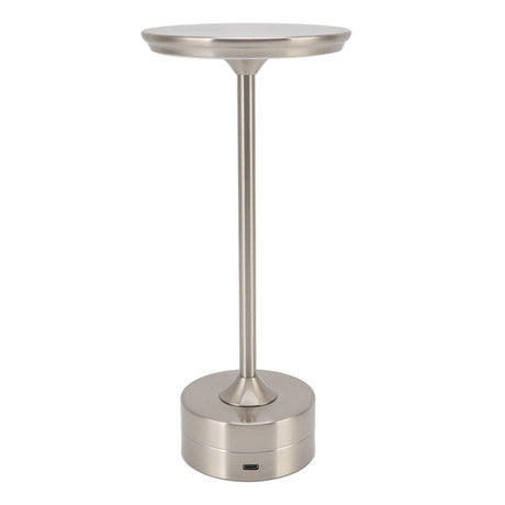 Cordless Table Lamp Rechargeable 2000mAh 3 Levels Brightness Portable USB C LED Metal Bedside Lamp Silver