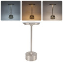 Cordless Table Lamp Rechargeable 2000mAh 3 Levels Brightness Portable USB C LED Metal Bedside Lamp Silver