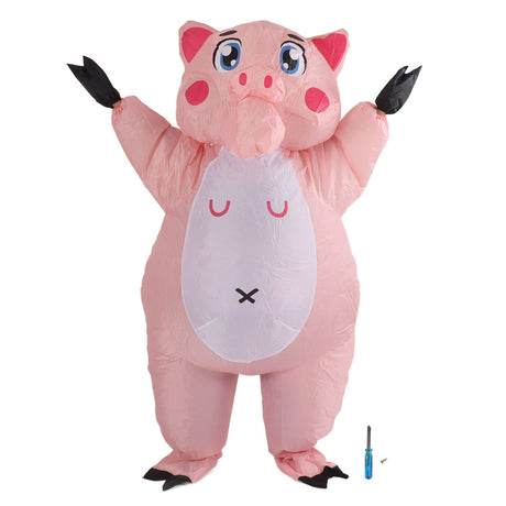 Inflatable Costume Pink Pig Blow Up Halloween Cosplay Dress Jumpsuit Costume For Adults