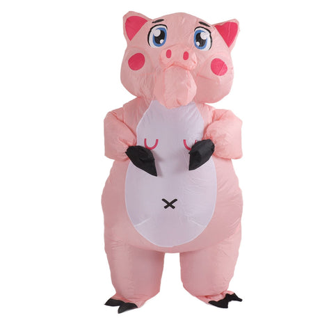 Inflatable Costume Pink Pig Blow Up Halloween Cosplay Dress Jumpsuit Costume For Adults