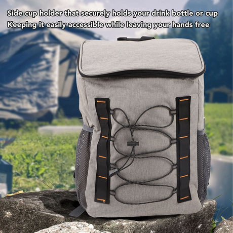 Insulated Backpack Outdoor Large Capacity Insulation Bag Long Term Thermal Insulation Lunch Bag with Side Cup Holder for Travel Picnic Camping