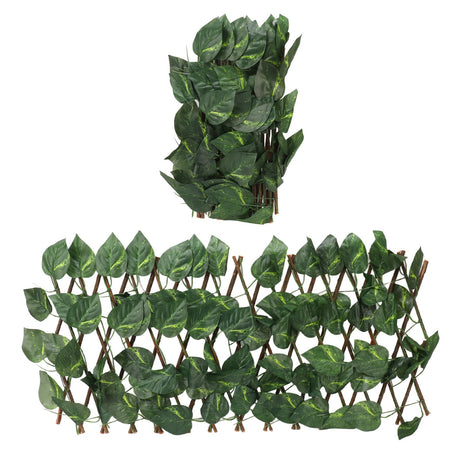 Artificial Hedges Fence Simulation Expandable Sun Protection Waterproof Artificial Topiary Hedge Plant for Garden Epipremnum Aureum Leaves