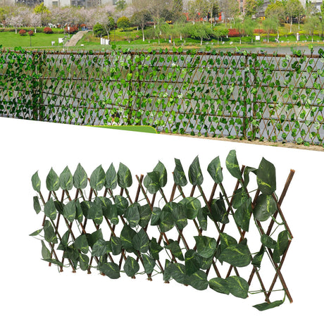 Artificial Hedges Fence Simulation Expandable Sun Protection Waterproof Artificial Topiary Hedge Plant for Garden Epipremnum Aureum Leaves