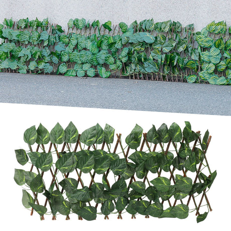 Artificial Hedges Fence Simulation Expandable Sun Protection Waterproof Artificial Topiary Hedge Plant for Garden Epipremnum Aureum Leaves