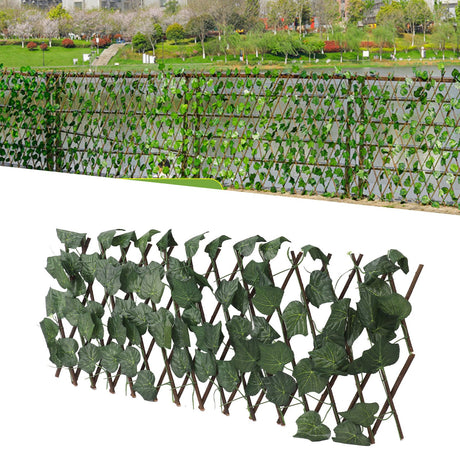 Artificial Hedges Fence Simulation Expandable Sun Protection Waterproof Artificial Topiary Hedge Plant for Garden Grape Leaves