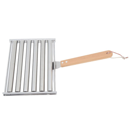 Detachable Stainless Steel Hot Dog Sausage Roller Rack Steamer With Extra Long Wood Handle 4 Skewers 6 Stick Design BBQ Tools M