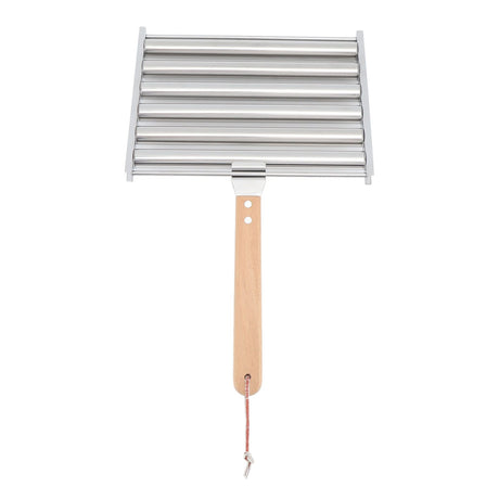 Detachable Stainless Steel Hot Dog Sausage Roller Rack Steamer With Extra Long Wood Handle 4 Skewers 6 Stick Design BBQ Tools L