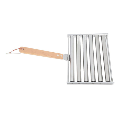 Detachable Stainless Steel Hot Dog Sausage Roller Rack Steamer With Extra Long Wood Handle 4 Skewers 6 Stick Design BBQ Tools L