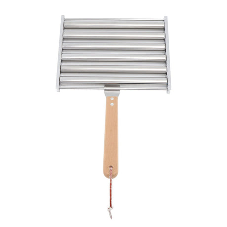 Detachable Stainless Steel Hot Dog Sausage Roller Rack Steamer With Extra Long Wood Handle 4 Skewers 6 Stick Design BBQ Tools L