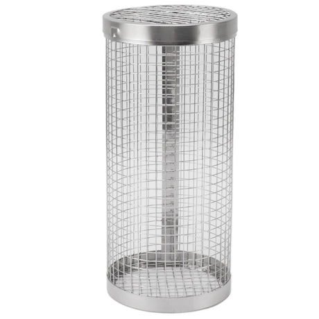 BBQ Net Tube Rolling Grilling Basket Stainless Steel Wire Mesh Cylinder Grill Basket with Fork Hook for Outdoor Barbecue Camping S