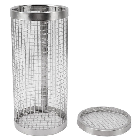 BBQ Net Tube Rolling Grilling Basket Stainless Steel Wire Mesh Cylinder Grill Basket with Fork Hook for Outdoor Barbecue Camping S