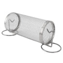 BBQ Net Tube Rolling Grilling Basket Stainless Steel Wire Mesh Cylinder Grill Basket with Fork Hook for Outdoor Barbecue Camping S