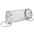 BBQ Net Tube Rolling Grilling Basket Stainless Steel Wire Mesh Cylinder Grill Basket with Fork Hook for Outdoor Barbecue Camping S