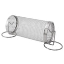 BBQ Net Tube Rolling Grilling Basket Stainless Steel Wire Mesh Cylinder Grill Basket with Fork Hook for Outdoor Barbecue Camping S