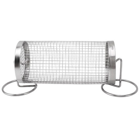 BBQ Net Tube Rolling Grilling Basket Stainless Steel Wire Mesh Cylinder Grill Basket with Fork Hook for Outdoor Barbecue Camping S