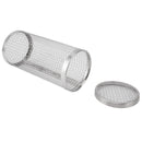 BBQ Net Tube Rolling Grilling Basket Stainless Steel Wire Mesh Cylinder Grill Basket with Fork Hook for Outdoor Barbecue Camping S