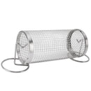 BBQ Net Tube Rolling Grilling Basket Stainless Steel Wire Mesh Cylinder Grill Basket with Fork Hook for Outdoor Barbecue Camping S
