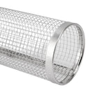 BBQ Net Tube Rolling Grilling Basket Stainless Steel Wire Mesh Cylinder Grill Basket with Fork Hook for Outdoor Barbecue Camping S