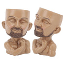 Head Planter Resin Face Planter Weather Resistance Drain Hole Plant Pot for Home Garden Office Dark Color