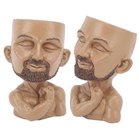Head Planter Resin Face Planter Weather Resistance Drain Hole Plant Pot for Home Garden Office Dark Color